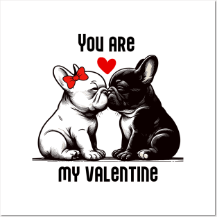 French Bulldog Kissing Print art illustration Puppy Valentines gifts Posters and Art